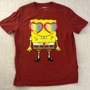 Old Navy boys size 8 SpongeBob with heart‎ glasses 100% cotton T-shirt